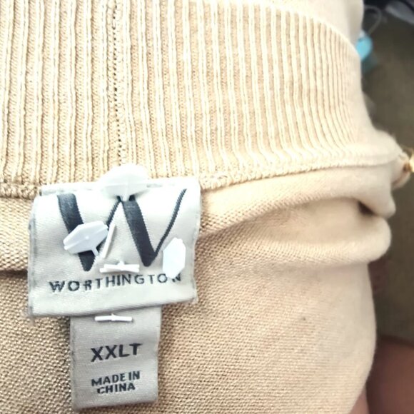 Worthington XLT Long Sleeve Ribbed Knit Open Front Cardigan in Camel Tan Brown - Picture 11 of 12